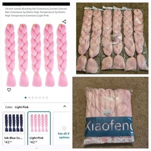 Xiaofeng Light Pink 24" Jumbo Braiding Hair Extensions (6 packs total)